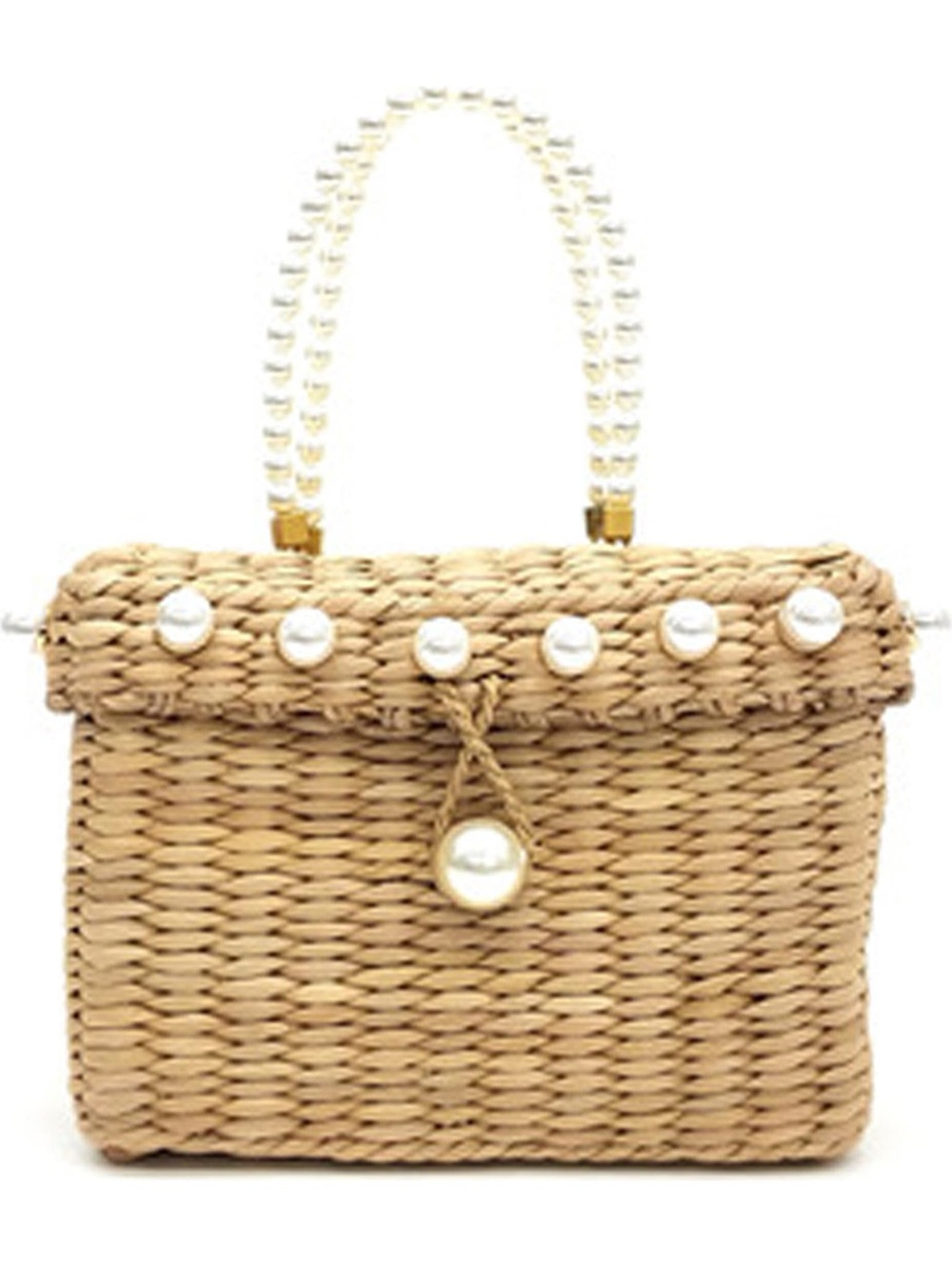 BTB Los Angeles Peggy Woven Corn Husk Top Handle Basket Bag